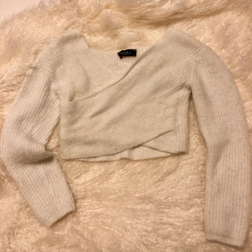 White Sweater Crop Top